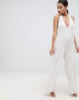 Thumbnail for your product : ASOS Design Halter Neck Jumpsuit In Textured Jersey