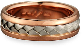 Gents Eli Center Weave Wedding Band Ring in Brushed Rose Gold & Platinum, Size 10.5