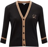 Thumbnail for your product : Loewe Logo-embroidered Wool Cardigan - Black