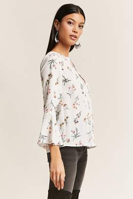 Forever 21 Floral Bell-Sleeve Top