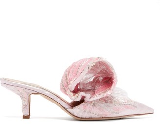 Midnight 00 Bead-embellished Velvet And Pvc Mules - Womens - Pink