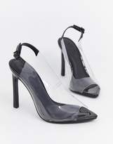 Thumbnail for your product : clear Asos Design ASOS DESIGN Pilot slingback high heels