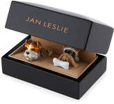 Thumbnail for your product : Jan Leslie Sterling Silver and Enamel Dog Face Cuff Links