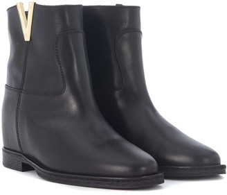 Via Roma 15 Smooth Black Leather Ankle Boots