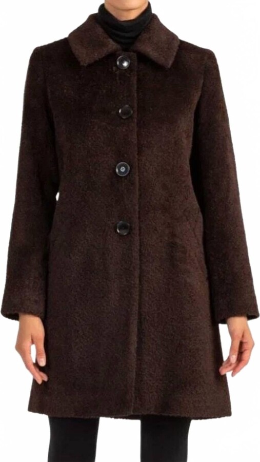Sofia Cashmere Wool And Alpaca Car Coat In Chocolate
