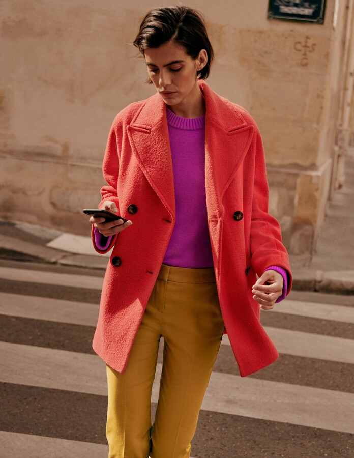 pink wool car coat