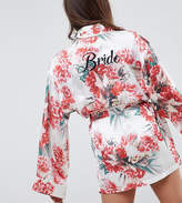 Thumbnail for your product : Missguided Bride Satin Floral Robe