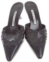 Thumbnail for your product : Manolo Blahnik Leather Cutout Mules