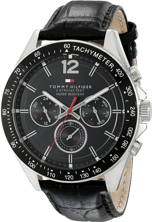 tommy hilfiger decker leather watch 48m