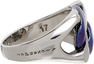 Alexander McQueen Silver & Blue Chrome Chain Ring