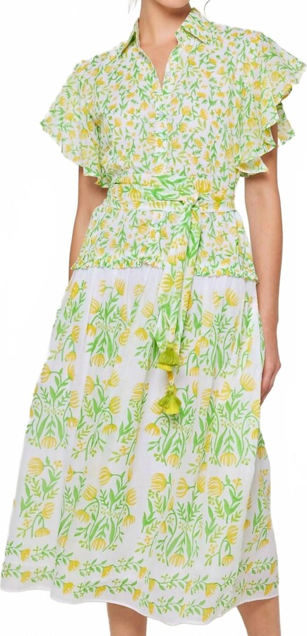 Bella Tu Tulips Classic Shirtdress In Yellow