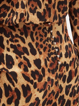 Paco Rabanne Gathered Leopard-print Satin Midi Skirt - Leopard