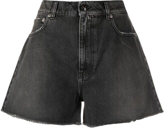 Semi-Couture Frayed-Edge Denim Shorts