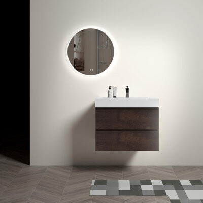 30" Bathroom Vanity with Sink, Large Storage Wall Mounted Floating Bathroom Vanity for Modern Bathroom, One-Piece Sink Basin without Drain and Faucet,