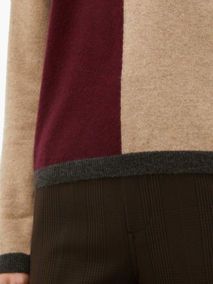 Ganni Crystal-button Block-colour Cashmere Sweater - Burgundy Multi