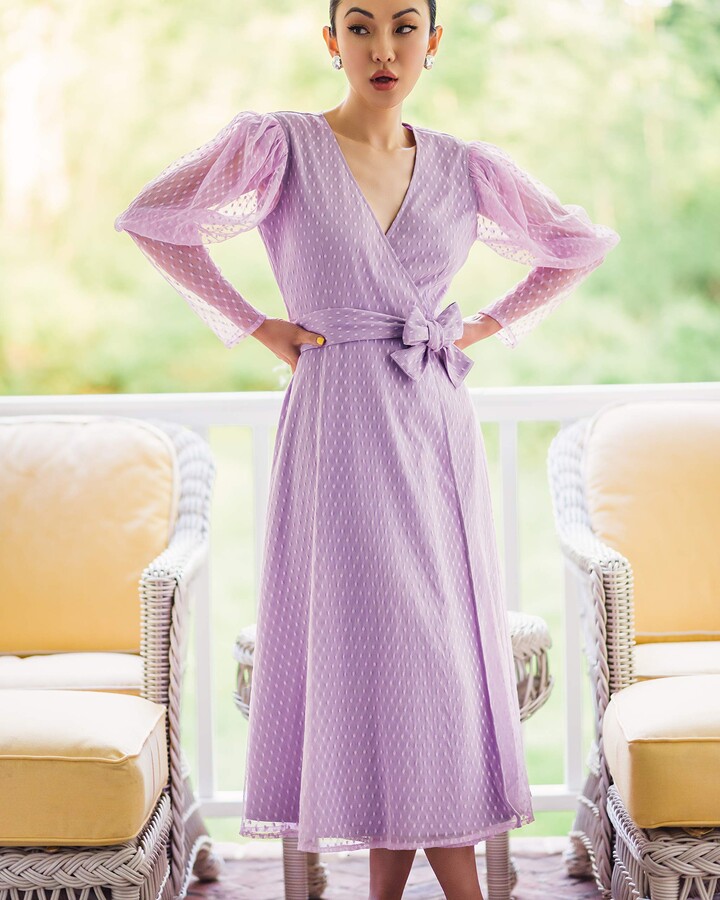 purple wrap dress long sleeve