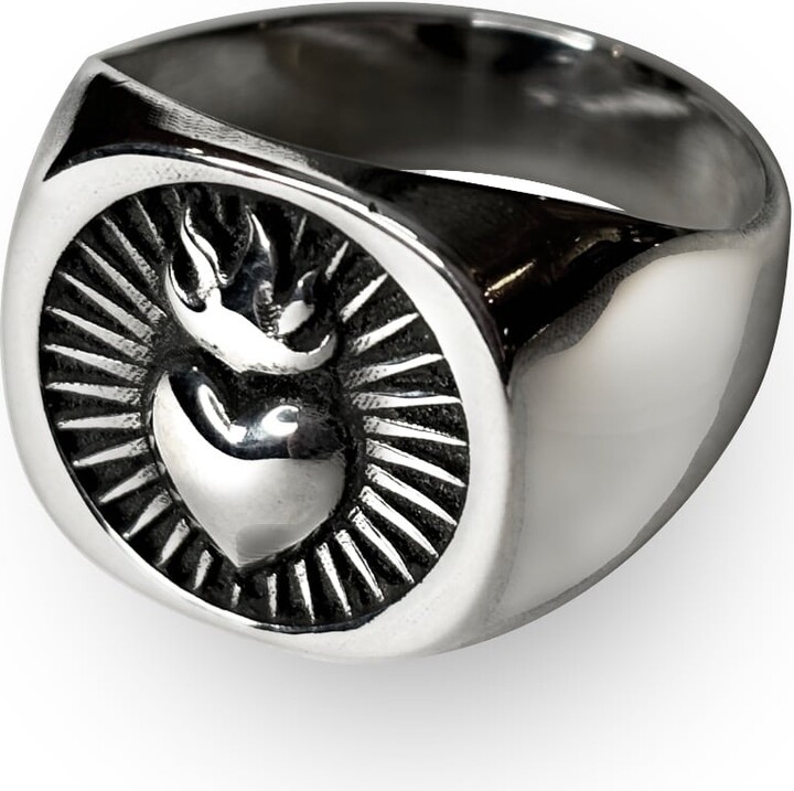 Perry Gargano The Sacred Heart Ring - Sterling Silver Womens Vintage Signet