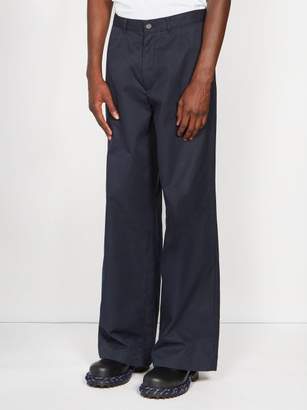 Balenciaga Straight Leg Cotton Chino Trousers - Mens - Navy