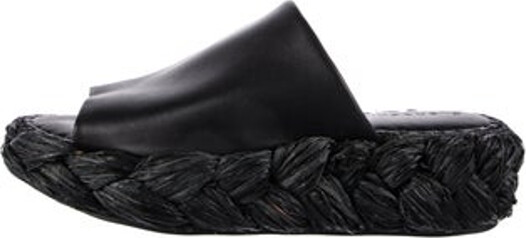 Clergerie Leather Slides Black Platform Designer