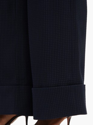 Roland Mouret Betterton Checked-jacquard Silk Trousers - Navy