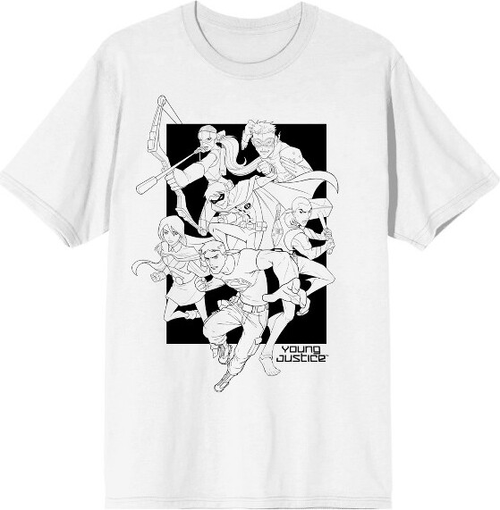 Gossip Girl TheJusticeLeagueMainCharactersMensWhiteGraphicTee-XL