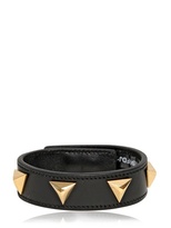 Thumbnail for your product : Saint Laurent Triangle Studs Leather Cuff Bracelet