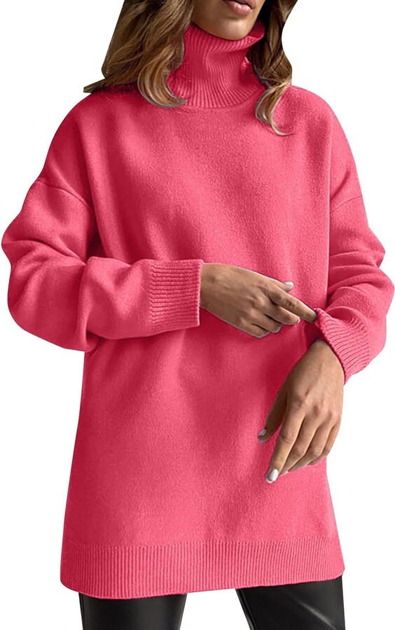 Pink Women's V Neck Christmas Jumper SDERG Pullover Sweaters