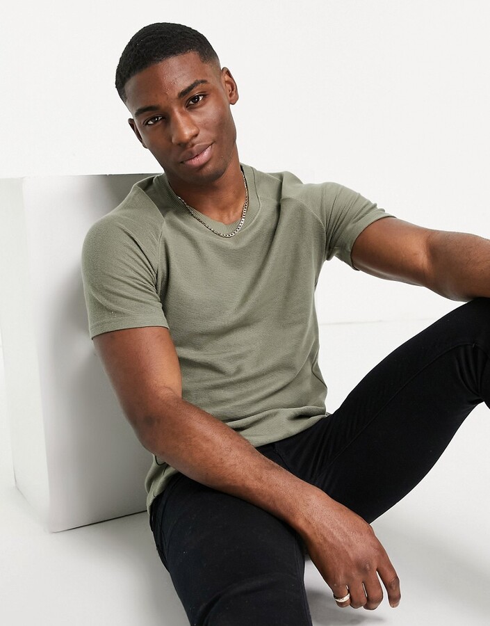 Jack and Jones Core relaxed fit raglan t-shirt in khaki - ShopStyle