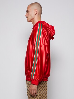 Gucci Shiny Jersey Hooded Sweatshirt With Web Live Red - ShopStyle