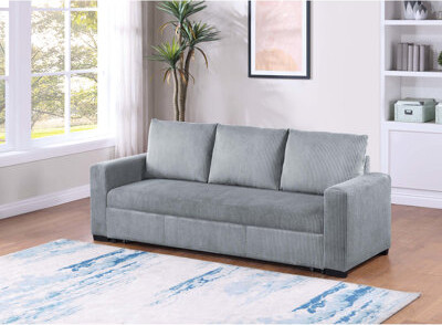 2 Convertible In Corduroy, Low-profile Legs For Stability, Square Arms, Medium-firm Seat, Look With Corduroy Upholstery, 2 Seats, Legs, Comfort