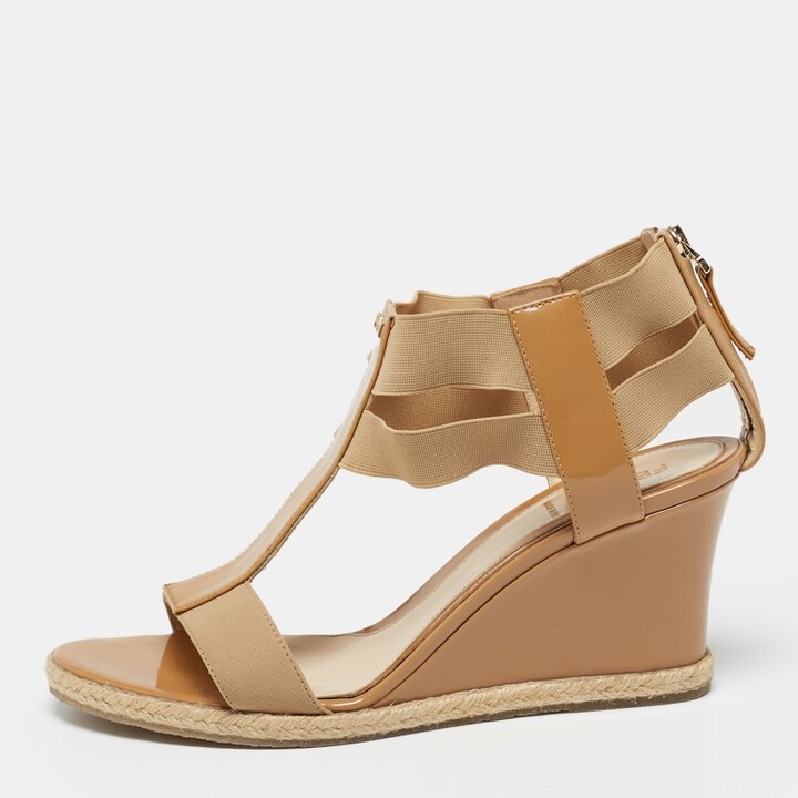 Beige Patent Wedge | Shop the world's largest collection of fashion |  ShopStyle