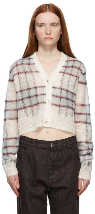 Acne Studios Check Mohair Cropped Cardigan - ShopStyle