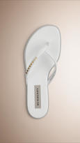 Thumbnail for your product : Burberry Patent London Leather Flip Flops