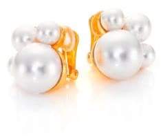 Kenneth Jay Lane Faux Pearl Cluster Clip Earrings