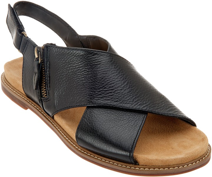 Clarks Artisan Leather Cross Band Sandals - Corsio Calm - ShopStyle