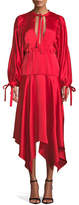 Thumbnail for your product : Self-Portrait Plunging Satin Handkerchief Midi Dress