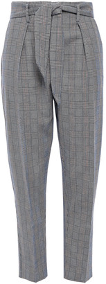Equipment Marcelle Tie-front Prince Of Wales Checked Cotton And Wool-blend Tapered Pants