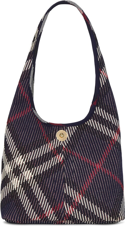 Burberry Small Knit Hobo Bag in Navy
