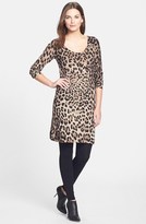 Thumbnail for your product : Sofia Cashmere Leopard Print Cashmere Sweater Dress