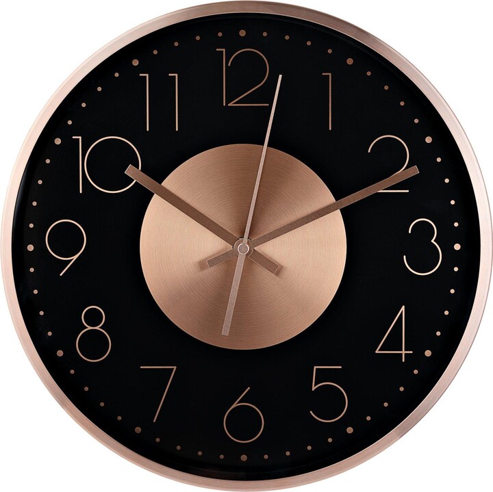 Hometime Round Metal Wall Clock Metal Dial 12" Rose Gold ShopStyle