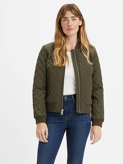 Womens Army Green Bomber Jacket | ShopStyle