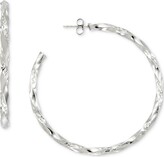Thumbnail for your product : Macy's Diamond-Cut C-Hoop Earrings in 14k Gold Vermeil over Sterling Silver 2-1/4" (Also in Sterling Silver)