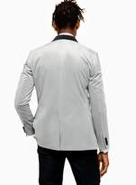 Thumbnail for your product : TopmanTopman Silver Skinny Fit Single Breasted Velvet Blazer With Shawl Lapel