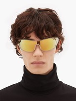 Thumbnail for your product : Moncler Mirrored-lens Logo-stripe Acetate Cycle Sunglasses - Yellow