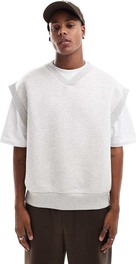 ASOS DESIGN oversized scuba sleeveless sweatshirt with v neck in