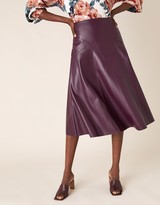 Thumbnail for your product : Monsoon Leather-Look Midi Skirt Purple