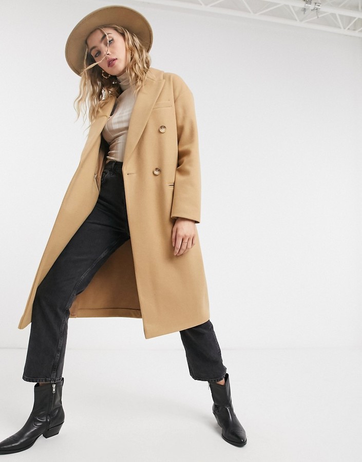 Topshop tailored coat in camel - ShopStyle