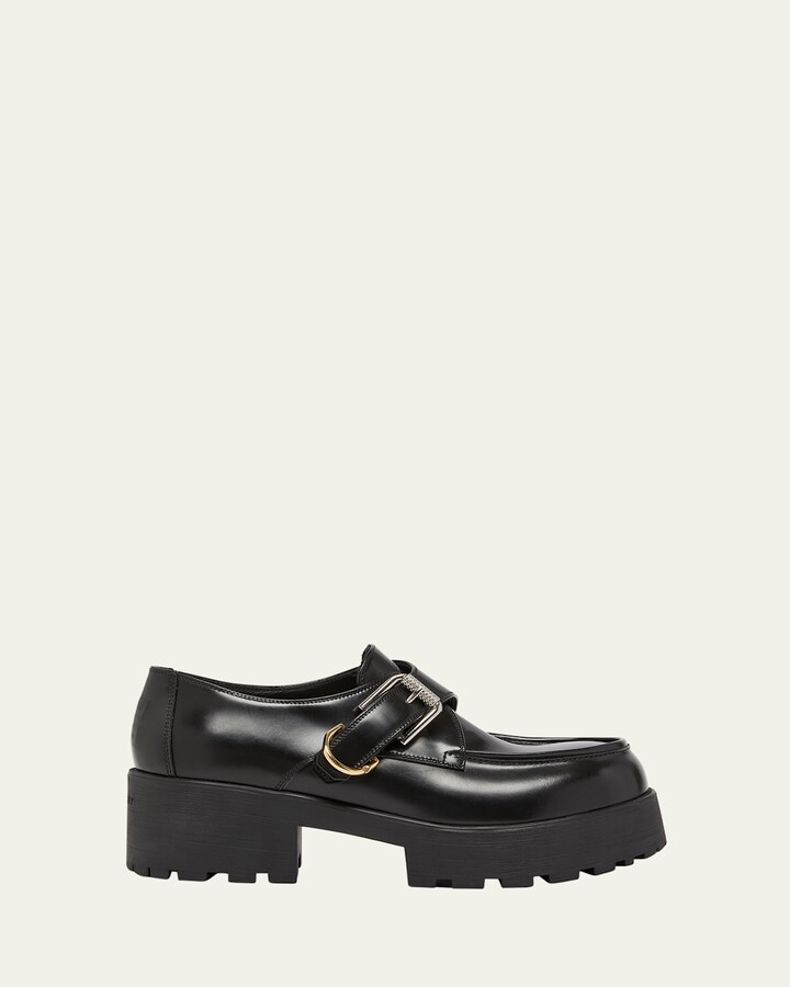 Givenchy Voyou Leather Monk Platform Loafers