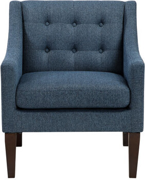 Contemporary Blue Accent Chair For Living Space , Plywood Structure, Button- Cloth Upholstery, High Foam Seat Cushions, Detachable Zipper Cover, Brown