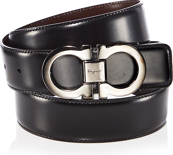 salvatore ferragamo logo buckle reversible leather belt